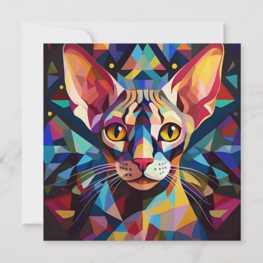 AI Cubism Cat Feestdagenkaart (Voorkant)
