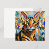 AI Cubism Cat Feestdagenkaart (Voorkant / Achterkant)
