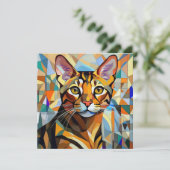 AI Cubism Cat Feestdagenkaart (Staand voorkant)