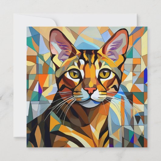 AI Cubism Cat Feestdagenkaart (Voorkant)