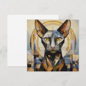 AI Cubism Cat Feestdagenkaart (Voorkant / Achterkant)