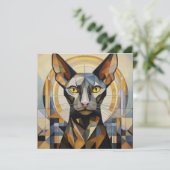 AI Cubism Cat Feestdagenkaart (Staand voorkant)
