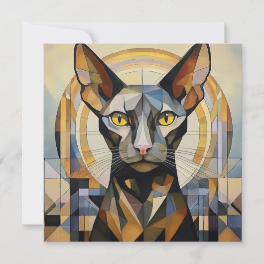 AI Cubism Cat Feestdagenkaart (Voorkant)