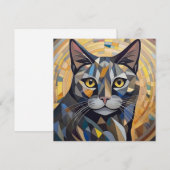 AI Cubism Cat Feestdagenkaart (Voorkant / Achterkant)