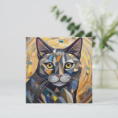 AI Cubism Cat Feestdagenkaart (Staand voorkant)