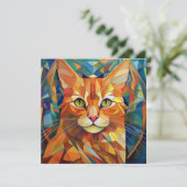 AI Cubism Cat Feestdagenkaart (Staand voorkant)