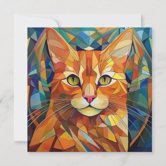 AI Cubism Cat Feestdagenkaart (Voorkant)