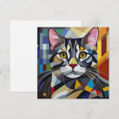 AI Cubism Cat Feestdagenkaart (Voorkant / Achterkant)