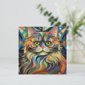 AI Cubism Cat Feestdagenkaart (Staand voorkant)