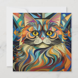 AI Cubism Cat Feestdagenkaart