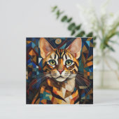 AI Cubism Cat Feestdagenkaart (Staand voorkant)