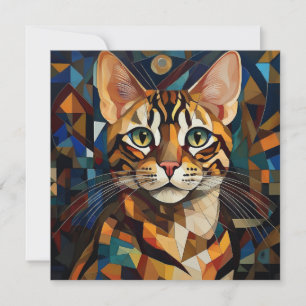 AI Cubism Cat Feestdagenkaart