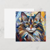 AI Cubism Cat Feestdagenkaart (Voorkant / Achterkant)