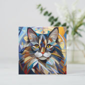 AI Cubism Cat Feestdagenkaart (Staand voorkant)