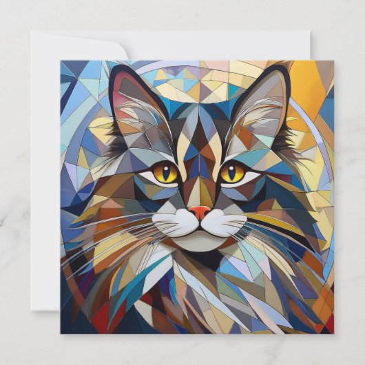AI Cubism Cat Feestdagenkaart (Voorkant)