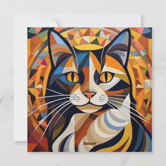 AI Cubism Cat Feestdagenkaart (Achterkant)