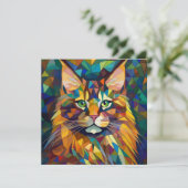 AI Cubism Cat Feestdagenkaart (Staand voorkant)