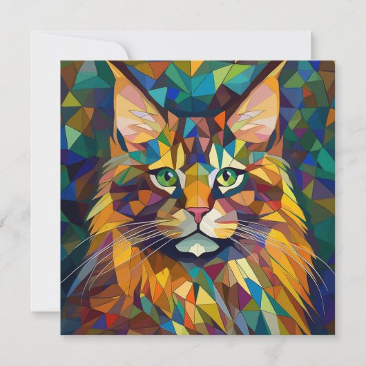 AI Cubism Cat Feestdagenkaart (Voorkant)