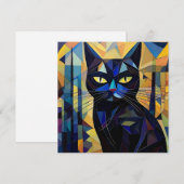 AI Cubism Cat Feestdagenkaart (Voorkant / Achterkant)
