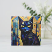 AI Cubism Cat Feestdagenkaart (Staand voorkant)