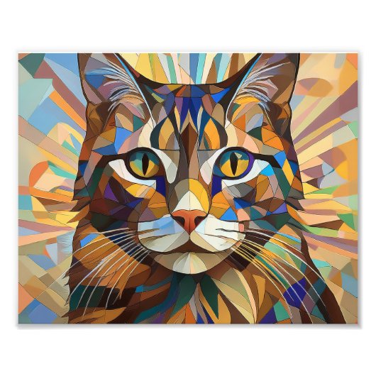 AI Cubism Cat Foto Afdruk (Voorkant)