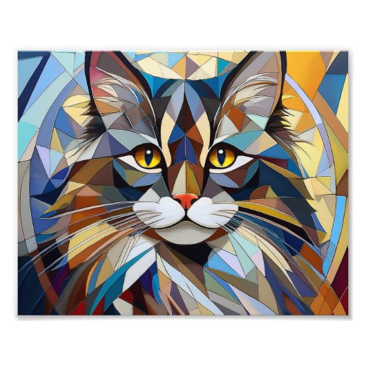 AI Cubism Cat Foto Afdruk (Voorkant)