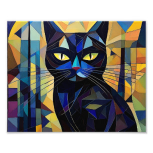 AI Cubism Cat Foto Afdruk