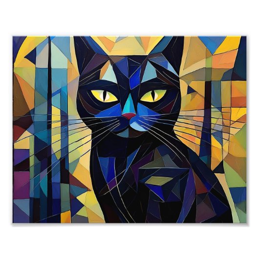 AI Cubism Cat Foto Afdruk (Voorkant)
