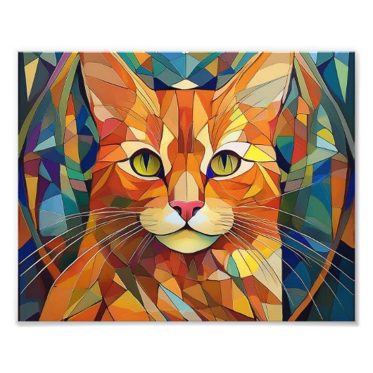 AI Cubism Cat Foto Afdruk (Voorkant)