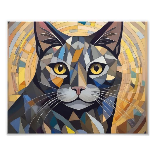 AI Cubism Cat Foto Afdruk (Voorkant)