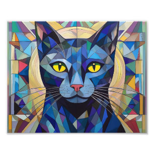 AI Cubism Cat Foto Afdruk