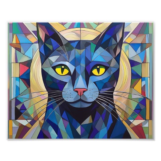 AI Cubism Cat Foto Afdruk (Voorkant)