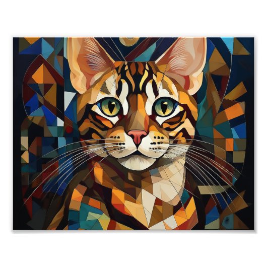 AI Cubism Cat Foto Afdruk (Voorkant)