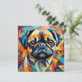 AI Cubism Dog Feestdagenkaart (Staand voorkant)