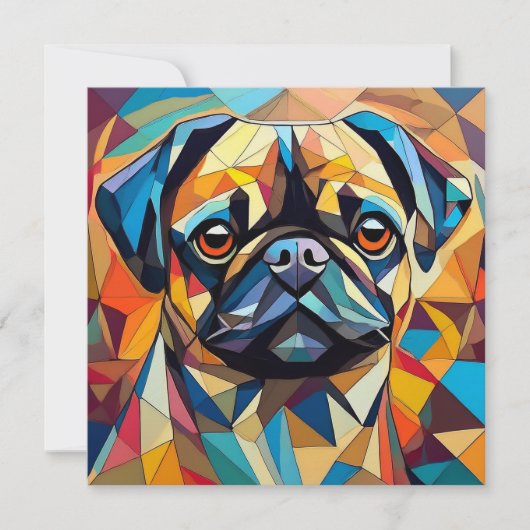 AI Cubism Dog Feestdagenkaart (Voorkant)