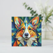 AI Cubism Dog Feestdagenkaart (Staand voorkant)
