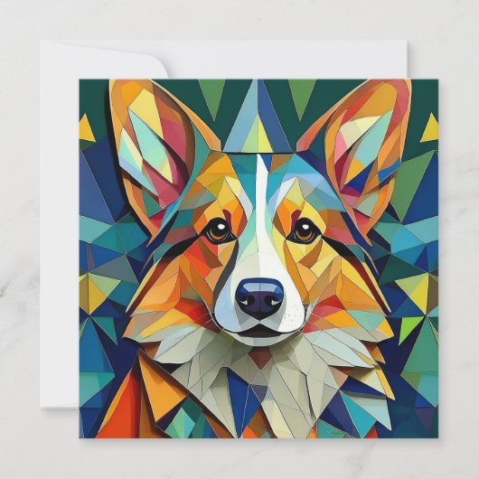 AI Cubism Dog Feestdagenkaart (Voorkant)