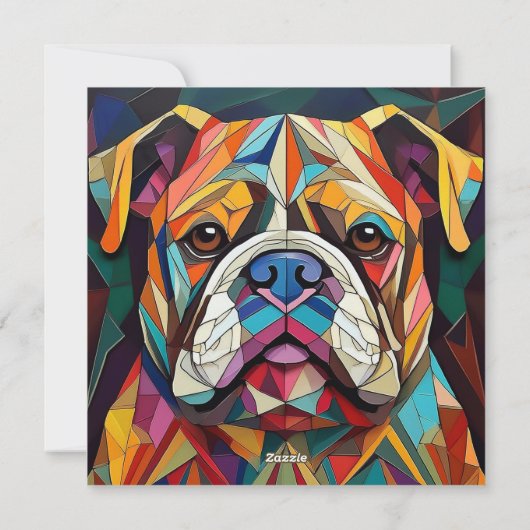 AI Cubism Dog Feestdagenkaart (Achterkant)