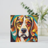 AI Cubism Dog Feestdagenkaart (Staand voorkant)