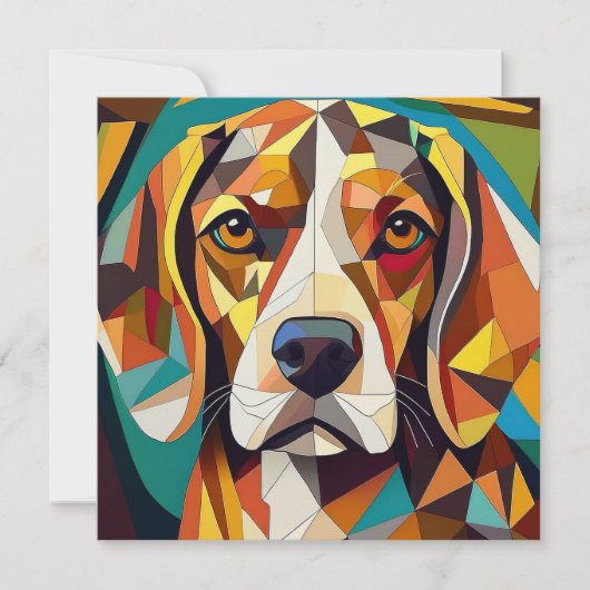 AI Cubism Dog Feestdagenkaart (Voorkant)