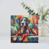 AI Cubism Dog Feestdagenkaart (Staand voorkant)