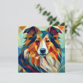 AI Cubism Dog Feestdagenkaart (Staand voorkant)