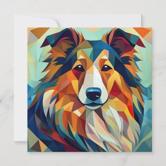 AI Cubism Dog Feestdagenkaart (Voorkant)