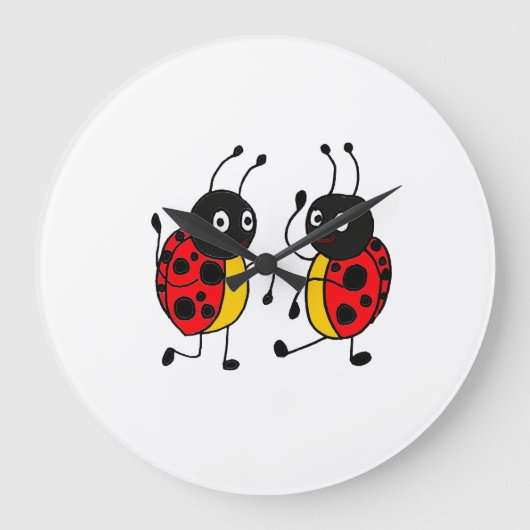 AI - Dansende Ladybugs-wandklok Grote Klok (Voorkant)