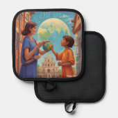 AI Diverse Wereld Oven Mitt Pannenlap (Voorkant / Achterkant)