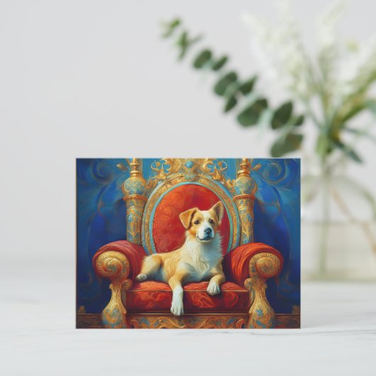 AI Dog Throne Briefkaart (Staand voorkant)