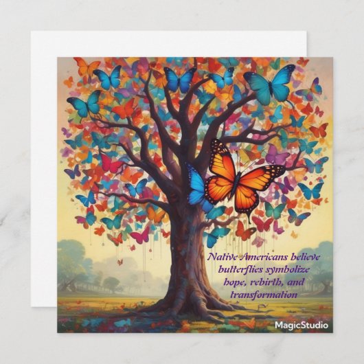 AI downloadbare Butterfly Tree Hope Kaart (Voorkant / Achterkant)