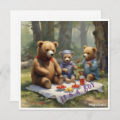 AI downloadbare teddybeer picknick kondigt Kaart a (Voorkant / Achterkant)