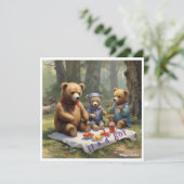 AI downloadbare teddybeer picknick kondigt Kaart a (Staand voorkant)