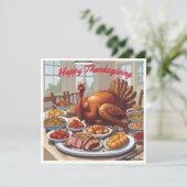 AI Downloadbare Turkije Dinner Thanksgiving Kaart (Staand voorkant)